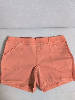 Spanx Stretch Twill 6" Spiced Orange Shorts Pull On Tummy Control Size XL